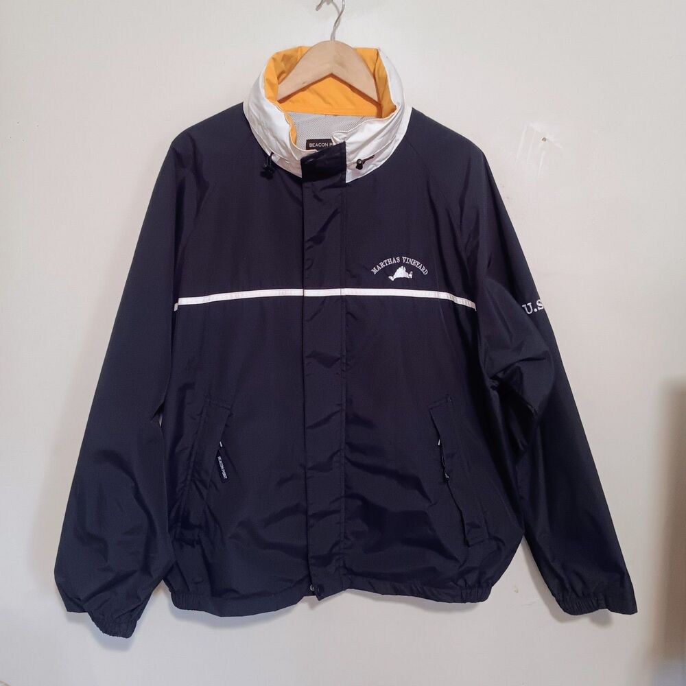 Vintage Beacon Point Marthas Vineyard Jacket-Size XL-Y2K-Pockets-Mesh Lined-Hood